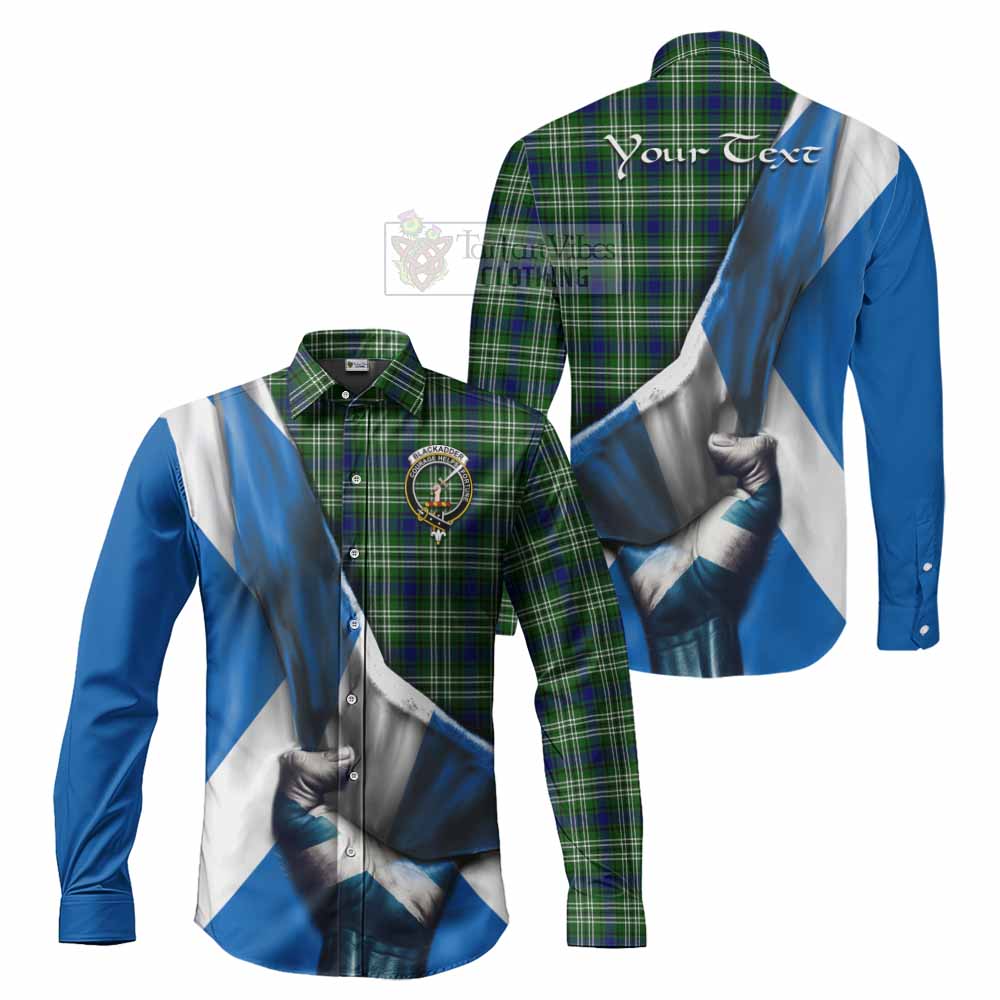 Blackadder Tartan Long Sleeve Button Shirt with Family Crest Scotland Patriotic Style - Tartan Vibes Clothing