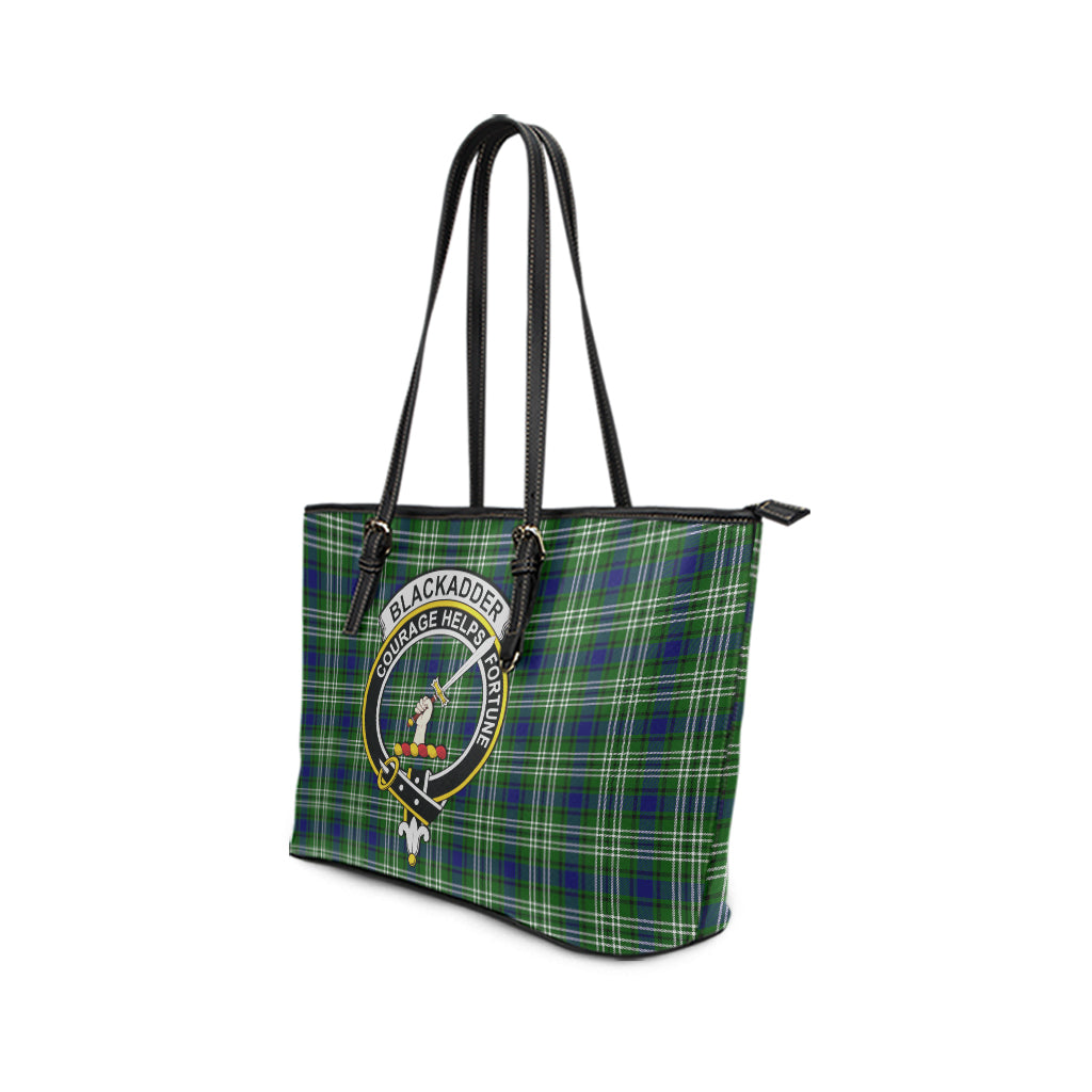 Blackadder Tartan Leather Tote Bag with Family Crest - Tartan Vibes Clothing