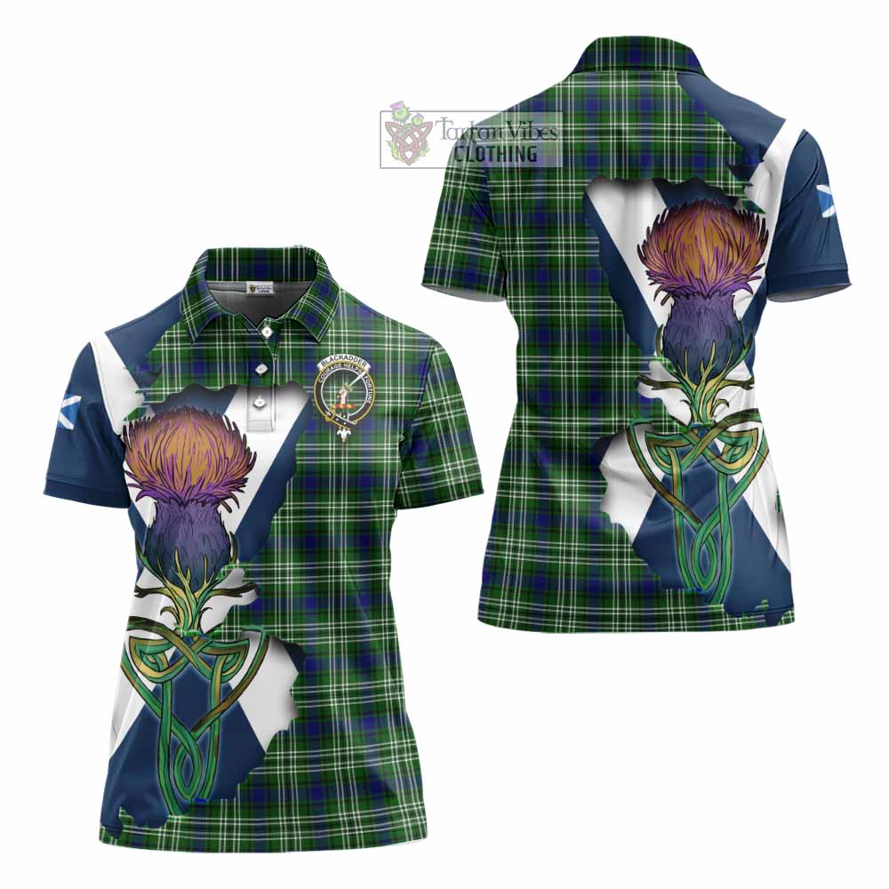 Tartan Vibes Clothing Blackadder Tartan Family Crest Women's Polo Shirt Scottish Thistle Celtic Inspired