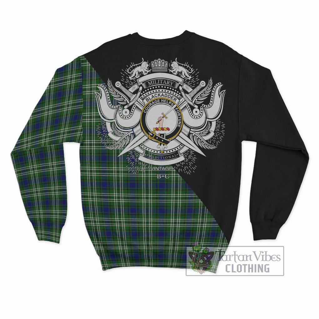 Blackadder Tartan Sweatshirt with Family Crest and Military Logo Style - Tartan Vibes Clothing