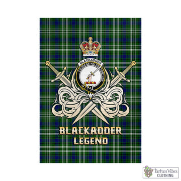 Blackadder Tartan Garden Flag with Clan Crest and the Golden Sword of Courageous Legacy