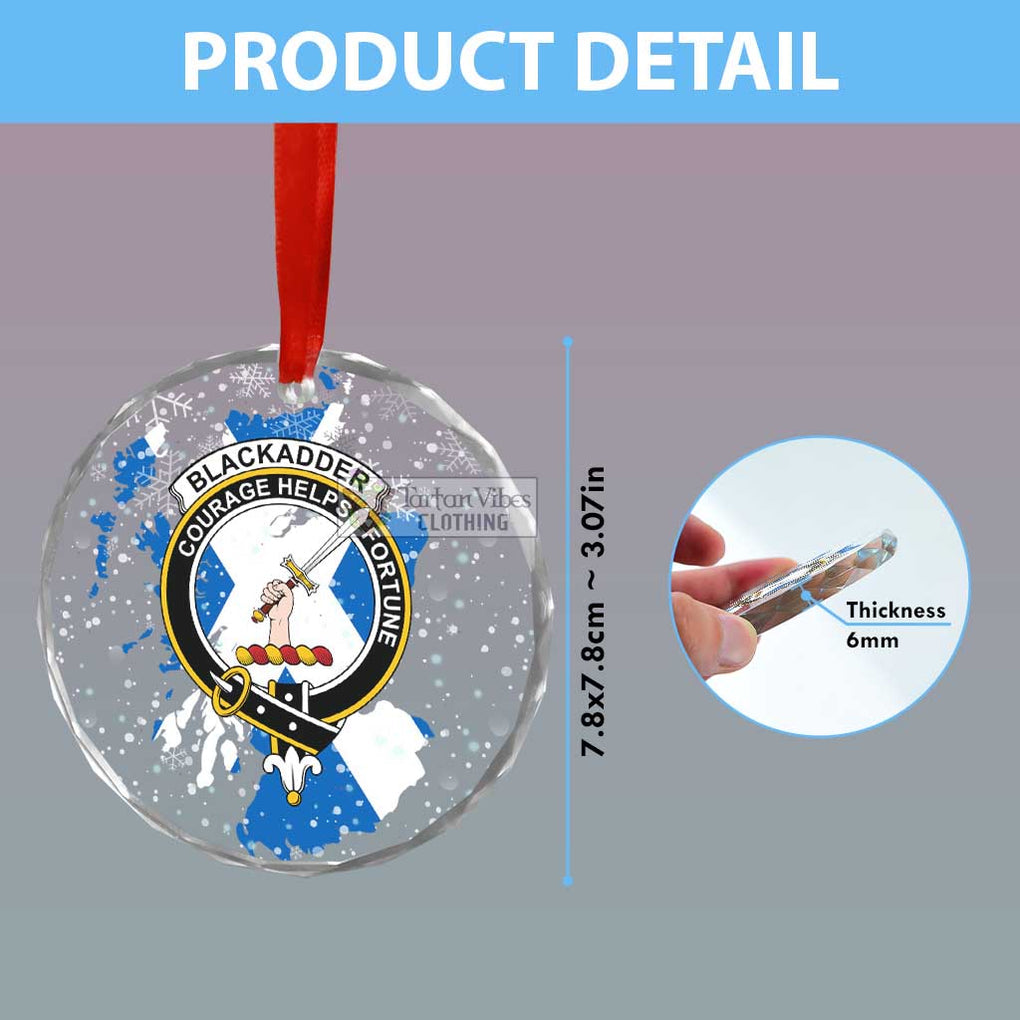 Blackadder Clan Crest Christmas Glass Ornament with Scotland Map - 2D-tartanvibesclothing