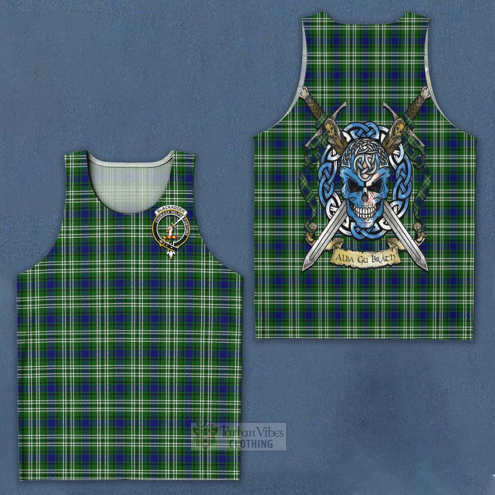 Blackadder Tartan Men's Tank Top with Family Crest Celtic Skull Style - Tartan Vibes Clothing