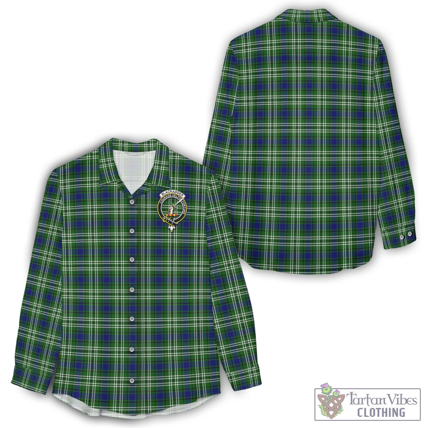 Blackadder Tartan Women's Casual Shirt with Family Crest - Tartan Vibes Clothing
