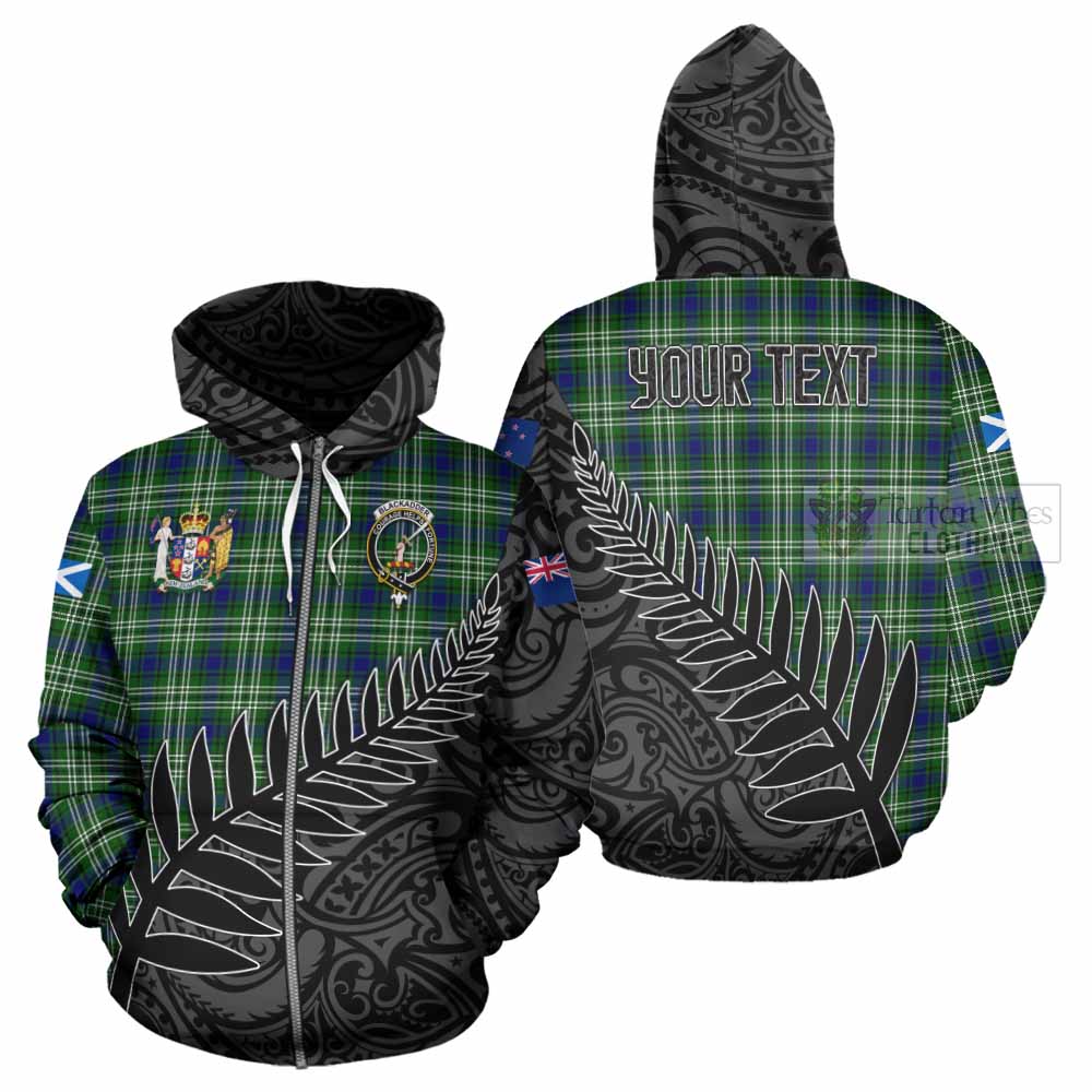 Blackadder Crest Tartan Hoodie with New Zealand Silver Fern Half Style - Tartan Vibes Clothing