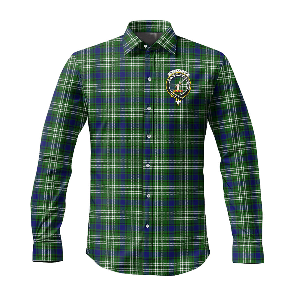 Blackadder Tartan Long Sleeve Button Up Shirt with Family Crest - Tartanvibesclothing