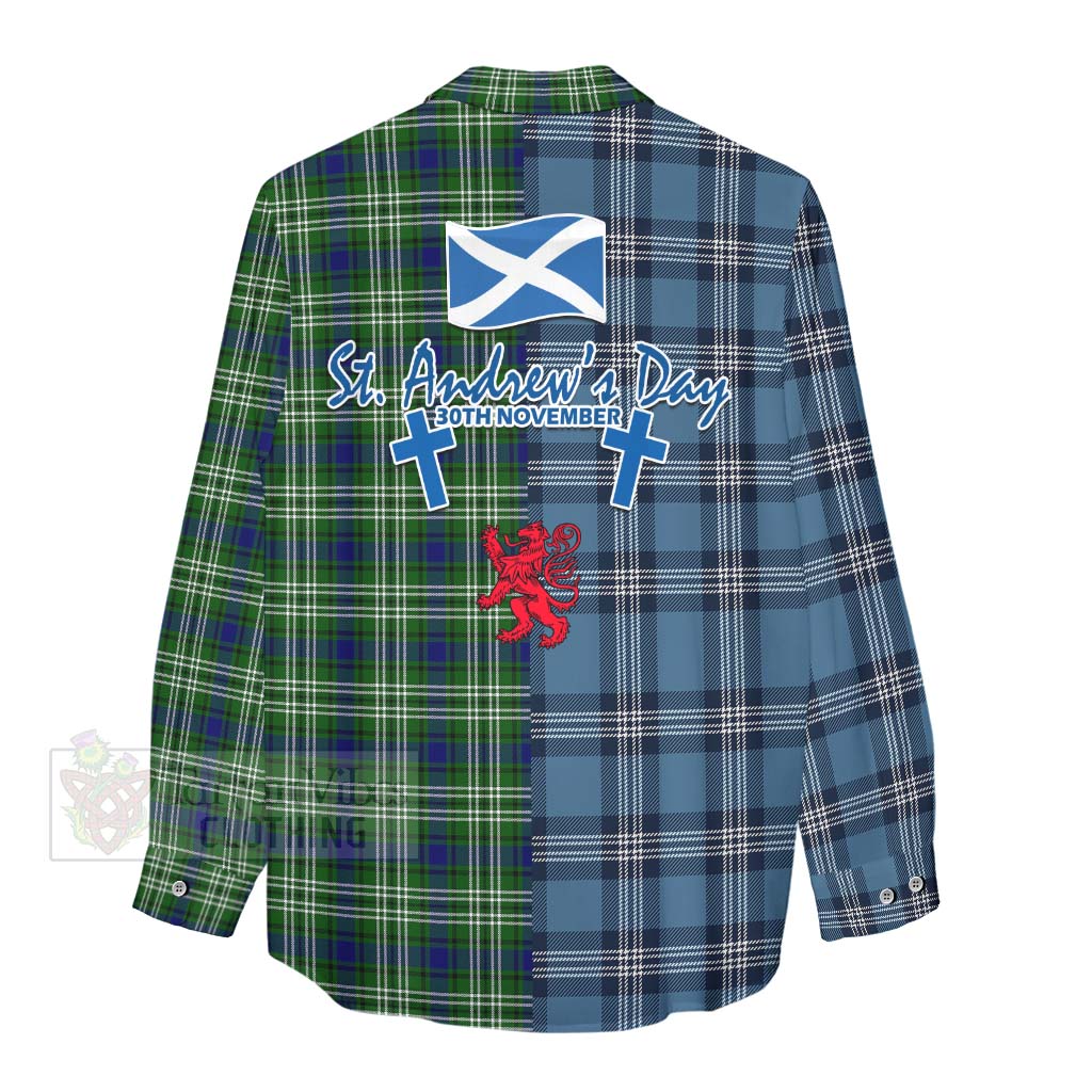 Blackadder Tartan Women's Casual Shirt Happy St. Andrew's Day Half Tartan Style - Tartan Vibes Clothing