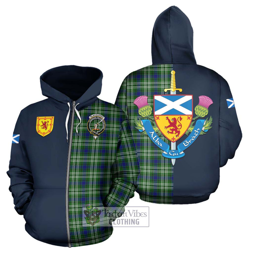 Blackadder Tartan Hoodie Alba with Scottish Lion Royal Arm Half Style - Tartan Vibes Clothing