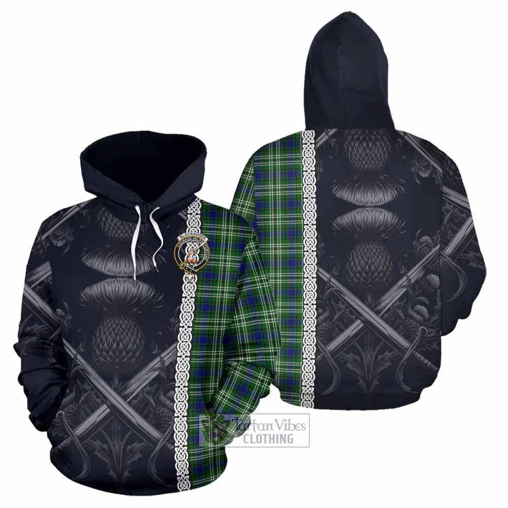 Blackadder Tartan Hoodie with Family Crest Cross Sword Thistle Celtic Vibes - Tartan Vibes Clothing