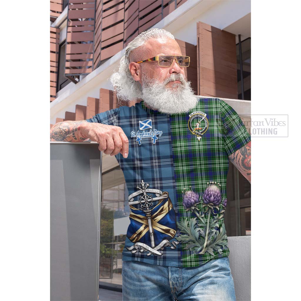 Blackadder Tartan Cotton T-shirt Happy St. Andrew's Day Half Tartan Style - Tartan Vibes Clothing