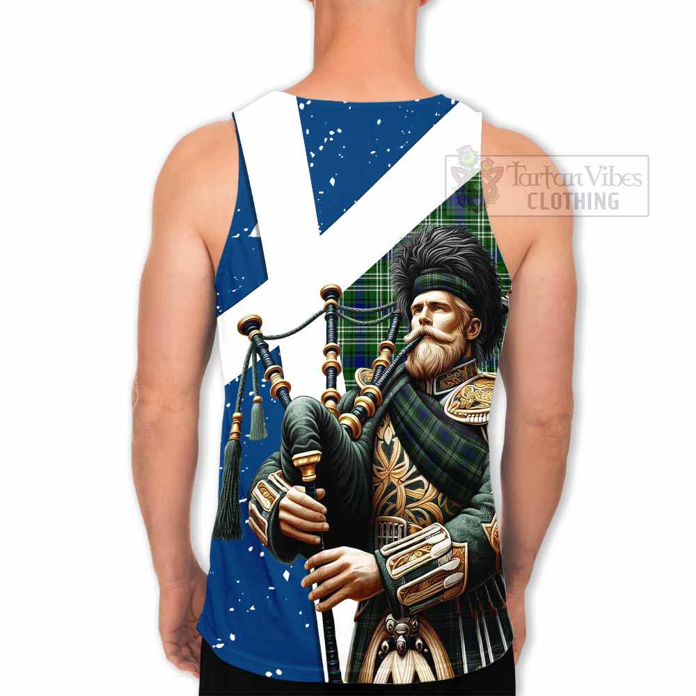 Blackadder Tartan Men's Tank Top with Family Crest Scottish Bagpiper Vibes - Tartan Vibes Clothing