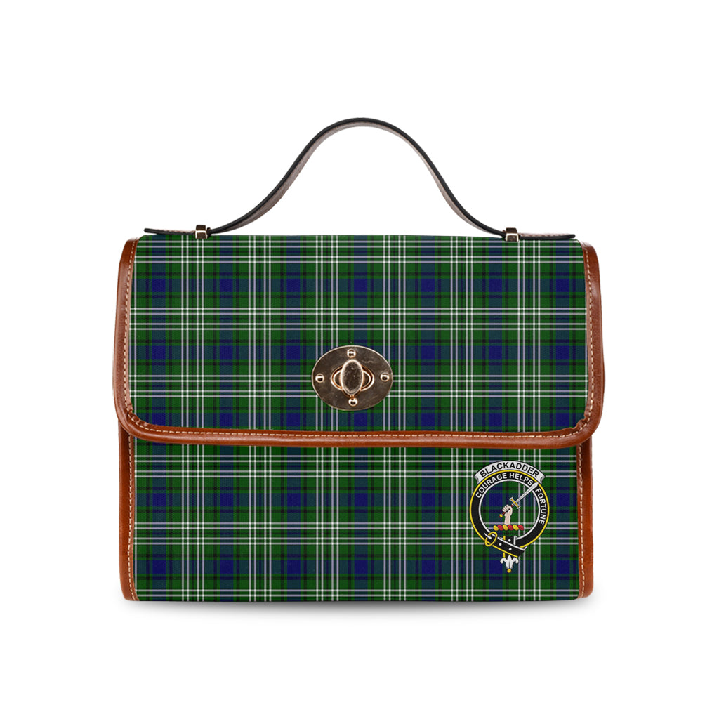 Blackadder Tartan Leather Strap Waterproof Canvas Bag with Family Crest - Tartanvibesclothing