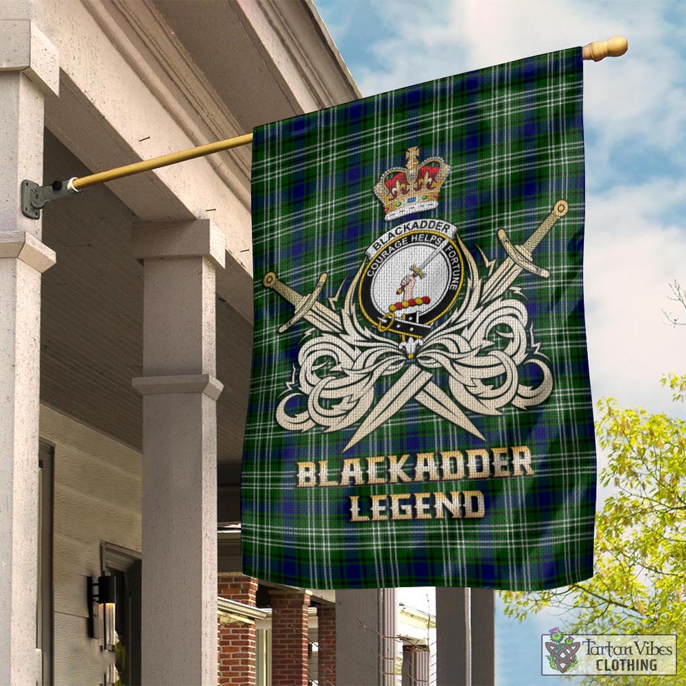 Tartan Vibes Clothing Blackadder Tartan Flag with Clan Crest and the Golden Sword of Courageous Legacy