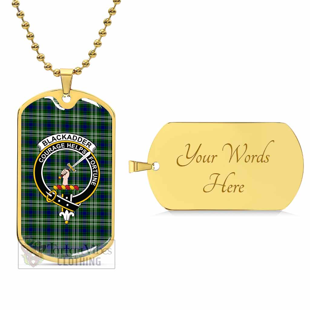 Blackadder Tartan Dog Tag Necklace with Family Crest Gold Yes - Tartan Vibes Clothing