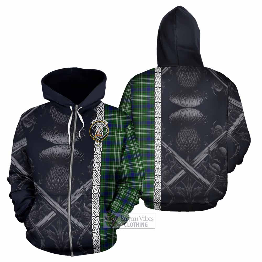 Blackadder Tartan Hoodie with Family Crest Cross Sword Thistle Celtic Vibes Zip Hoodie - Tartan Vibes Clothing