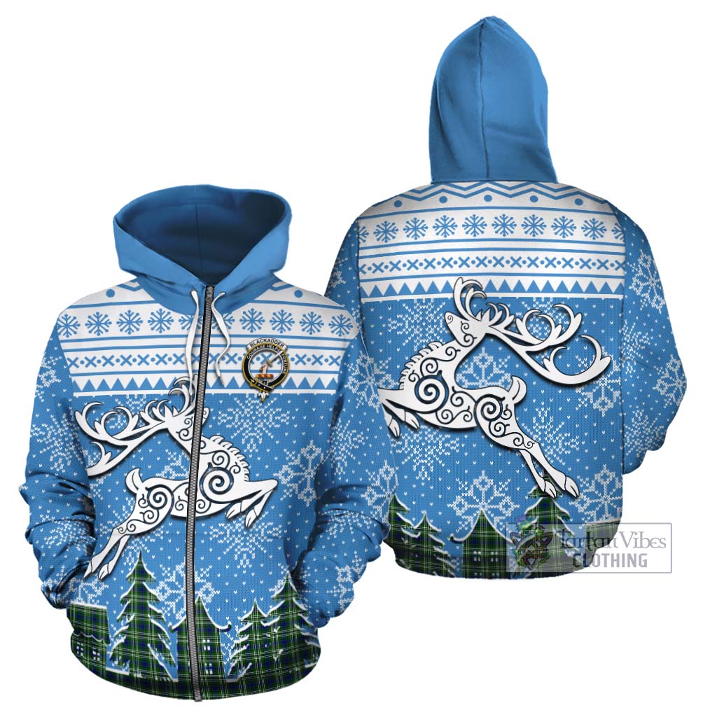 Blackadder Clan Christmas Cotton Hoodie Celtic Reindeer Style - Tartan Vibes Clothing