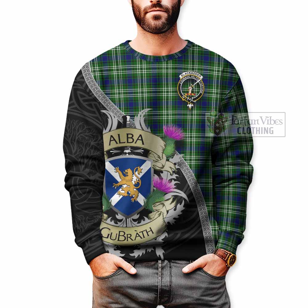 Blackadder Tartan Family Crest Sweatshirt Lion Rampant Royal Thistle Shield Celtic Inspired - Tartan Vibes Clothing