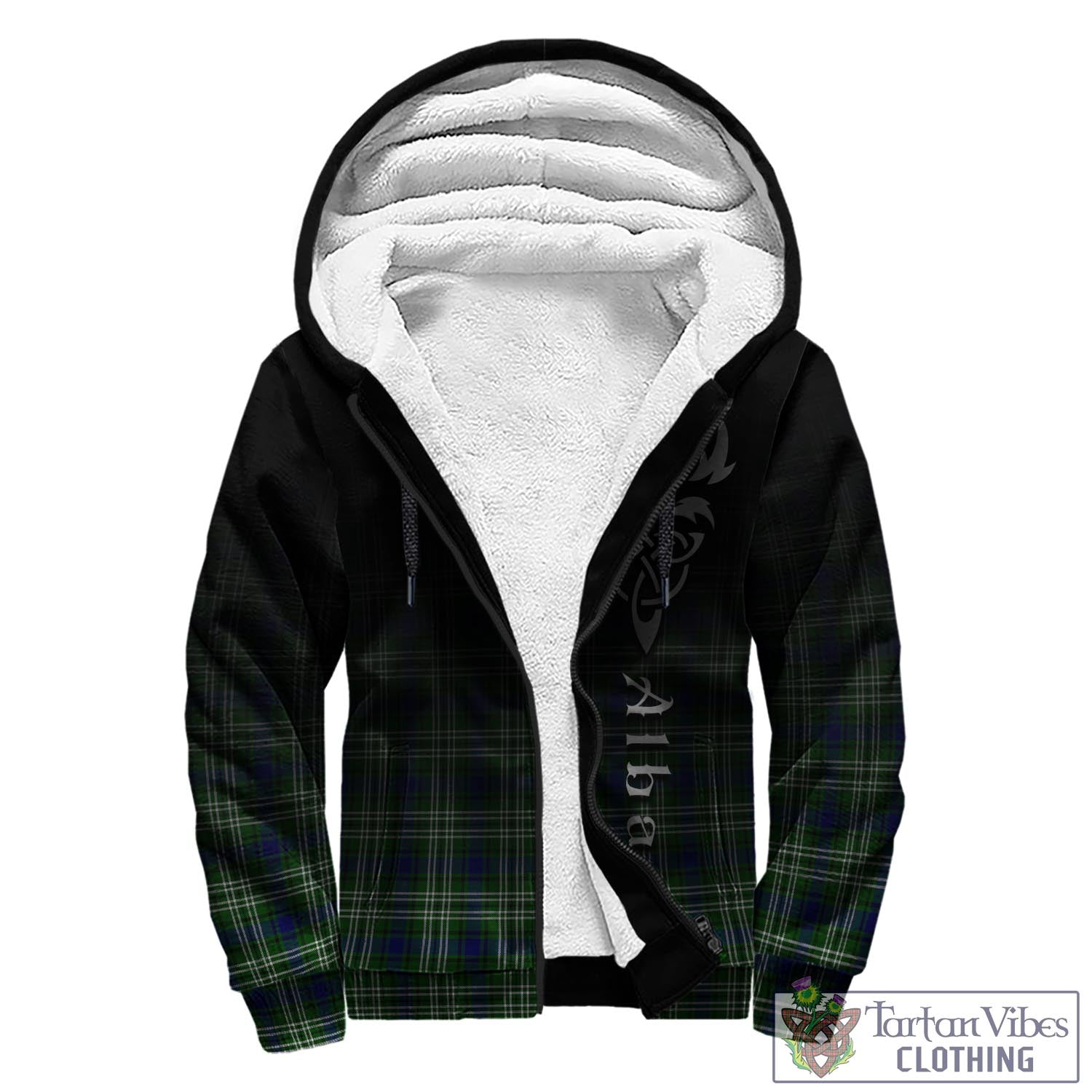 Blackadder Tartan Sherpa Hoodie Featuring Alba Gu Brath Family Crest Celtic Inspired - Tartan Vibes Clothing