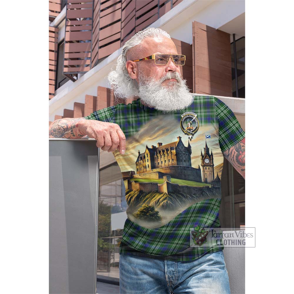 Blackadder Tartan Family Crest Cotton T-shirt with Scottish Ancient Castle Style - Tartan Vibes Clothing