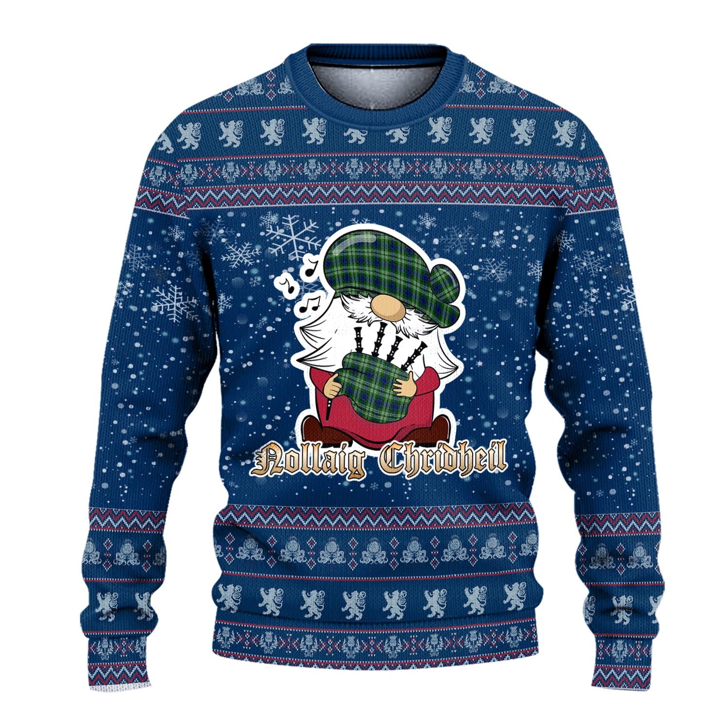 Blackadder Clan Christmas Family Knitted Sweater with Funny Gnome Playing Bagpipes - Tartanvibesclothing