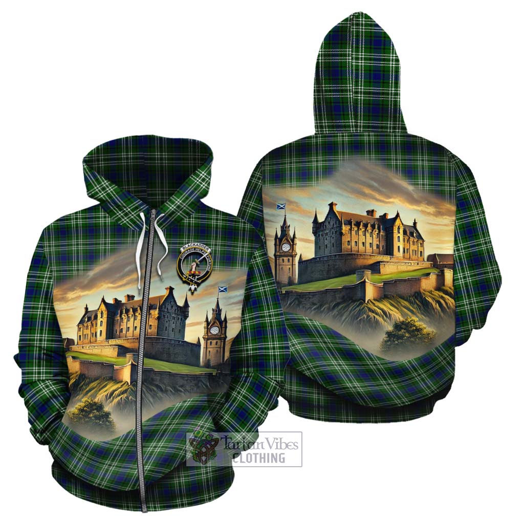 Blackadder Tartan Family Crest Cotton Hoodie with Scottish Ancient Castle Style Zip Hoodie - Tartan Vibes Clothing