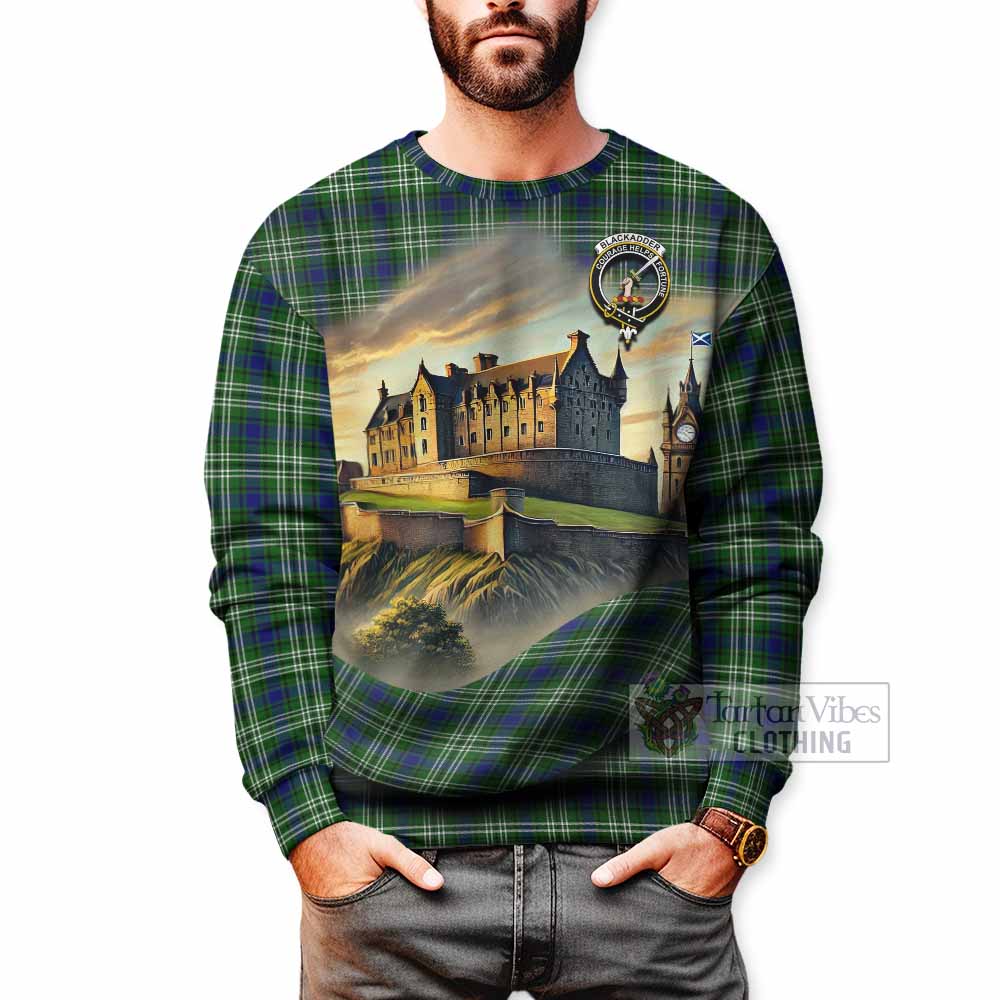 Blackadder Tartan Family Crest Sweatshirt with Scottish Ancient Castle Style - Tartan Vibes Clothing