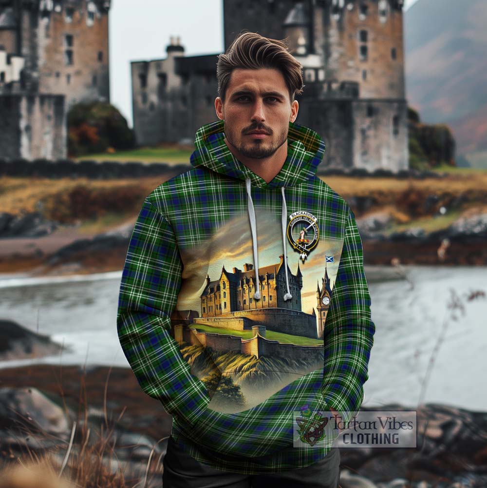 Blackadder Tartan Family Crest Cotton Hoodie with Scottish Ancient Castle Style - Tartan Vibes Clothing