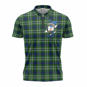 Blackadder Clan Crest In Me Tartan Zipper Polo Shirt Scotland Flag Style