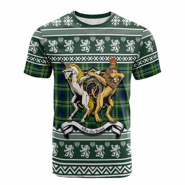 Blackadder Clan Tartan Crest Christmas Cotton T-shirt Coat of Arms Funny Style