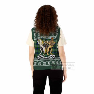 Blackadder Clan Tartan Crest Christmas Knitted V-Neck Vest Coat of Arms Funny Style