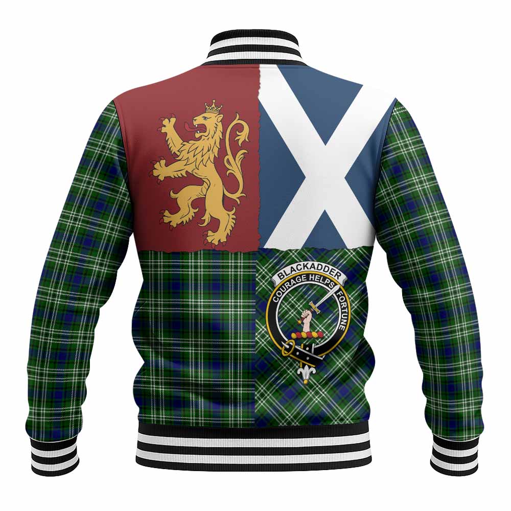 Blackadder Crest Tartan Baseball Jacket with Lion Rampant Saltire Style