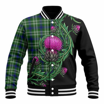 Blackadder Tartan Baseball Jacket Resilient Scottish Thistle Unisex - Tartan Vibes Clothing