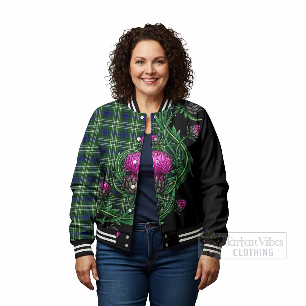 Blackadder Tartan Baseball Jacket Resilient Scottish Thistle - Tartan Vibes Clothing