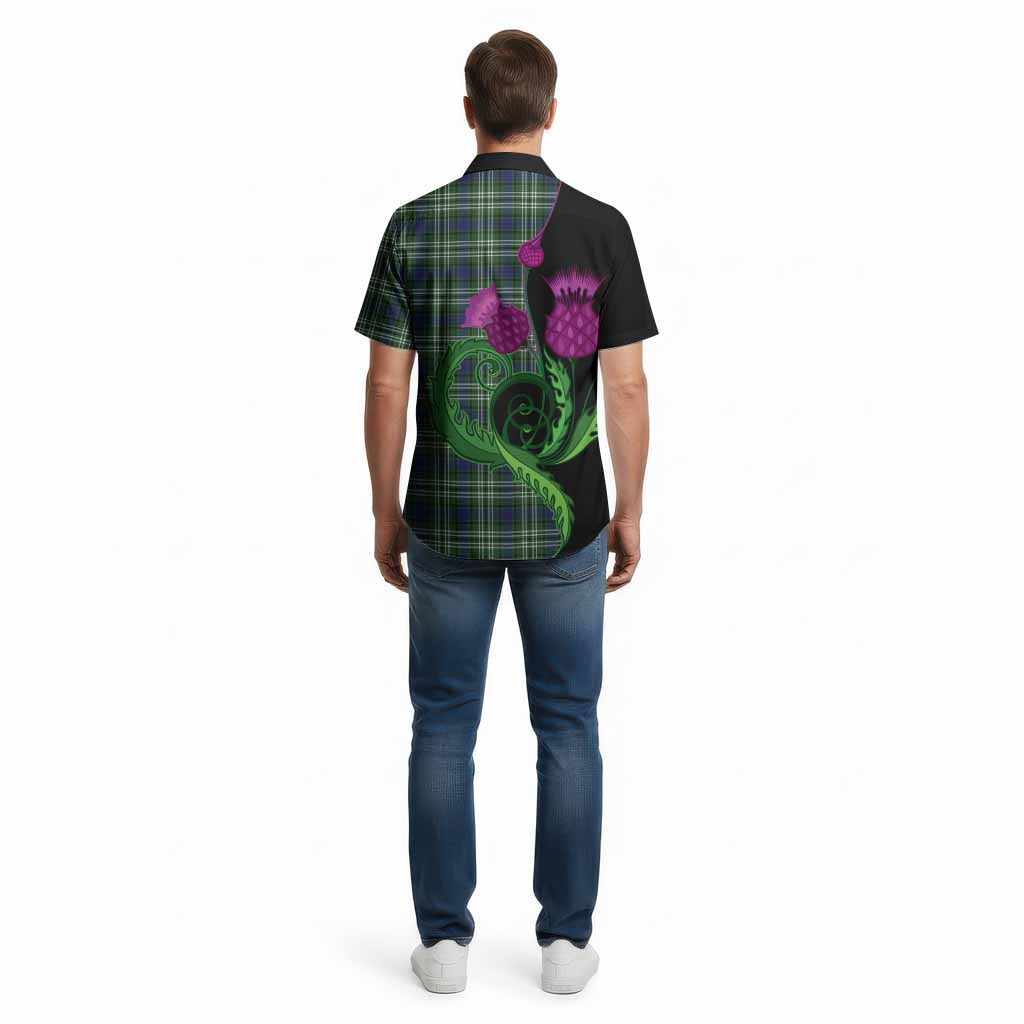 Blackadder Tartan Cotton Hawaiian Shirt Traditional Scottish Thistle