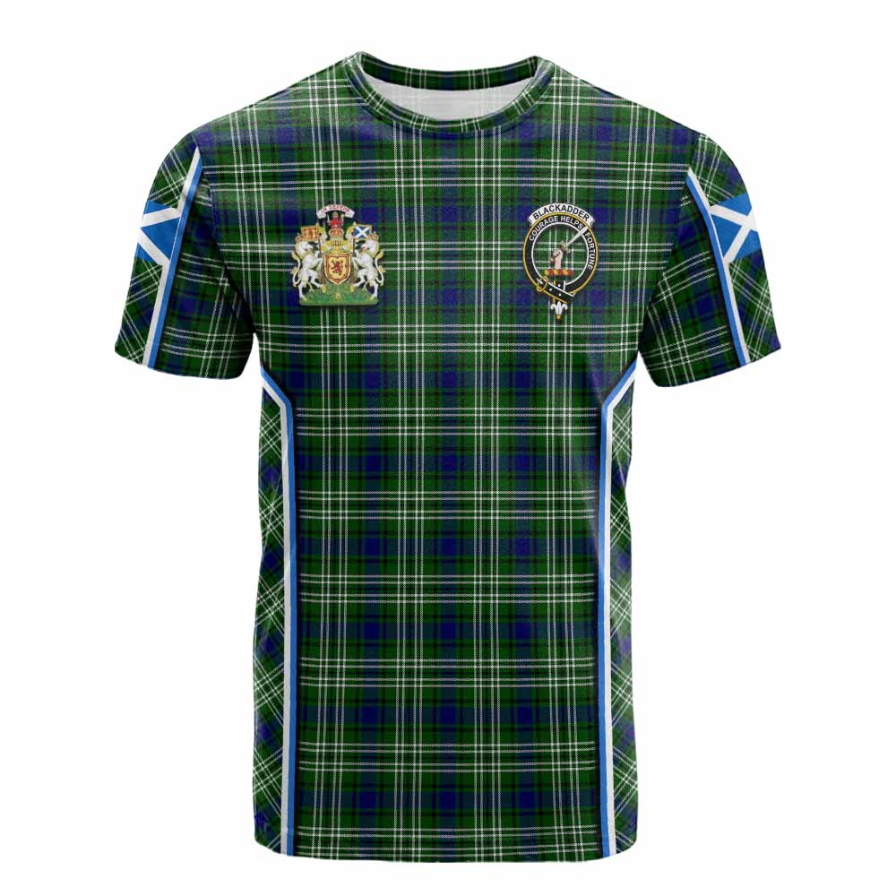 Blackadder Tartan Crest Cotton T-shirt Scotland Coat of Arm Flag Style - Tartan Vibes Clothing