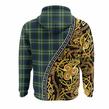 Blackadder Tartan Crest Hoodie Celtic Knot and Triple Trickle Spiral Symbols