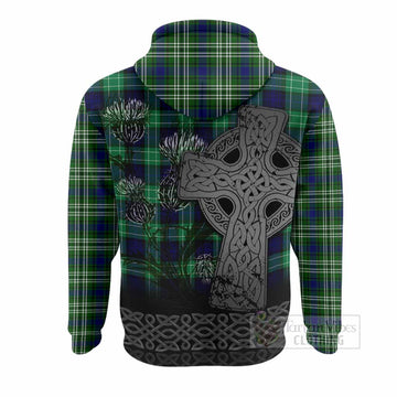 Blackadder Tartan Crest Hoodie Grunge Celtic Cross Scottish Thistle