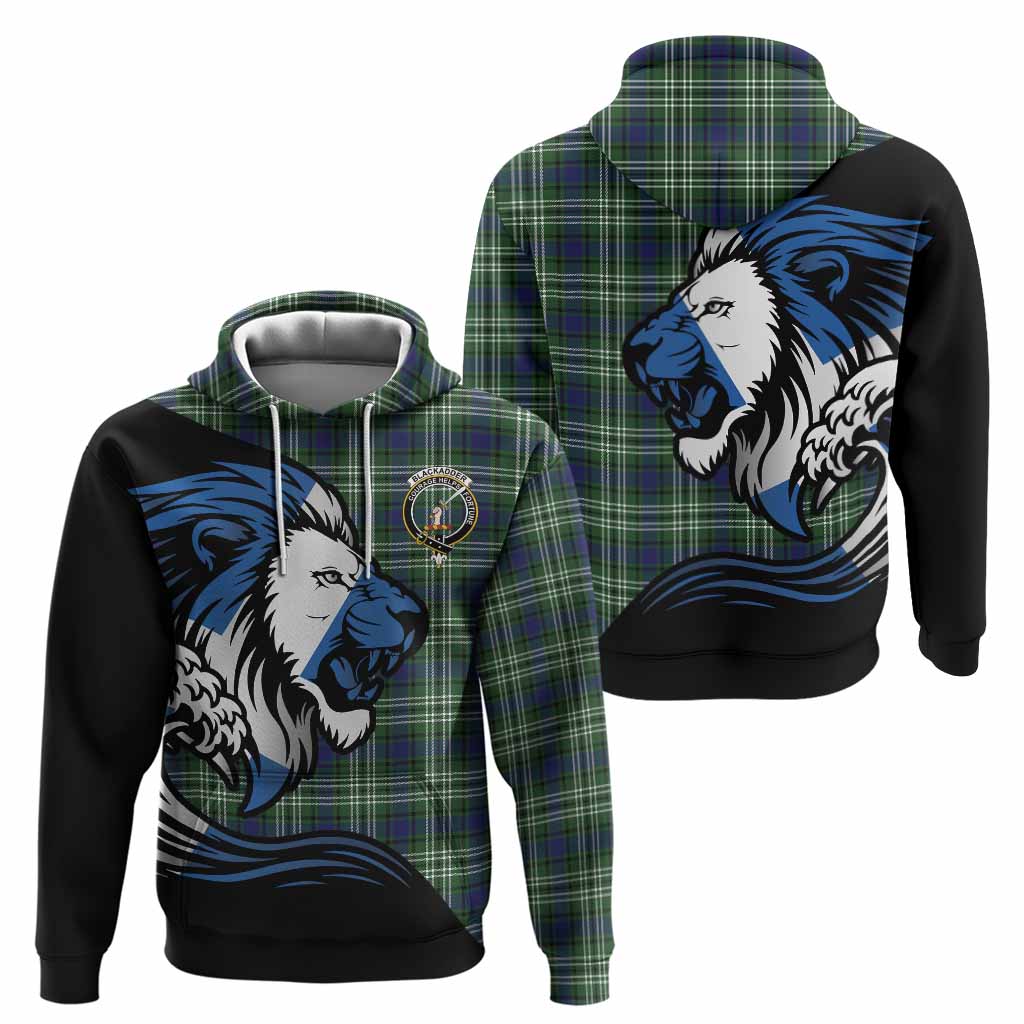 Blackadder Tartan Crest Hoodie Scottish Golden Lions Wave Flow