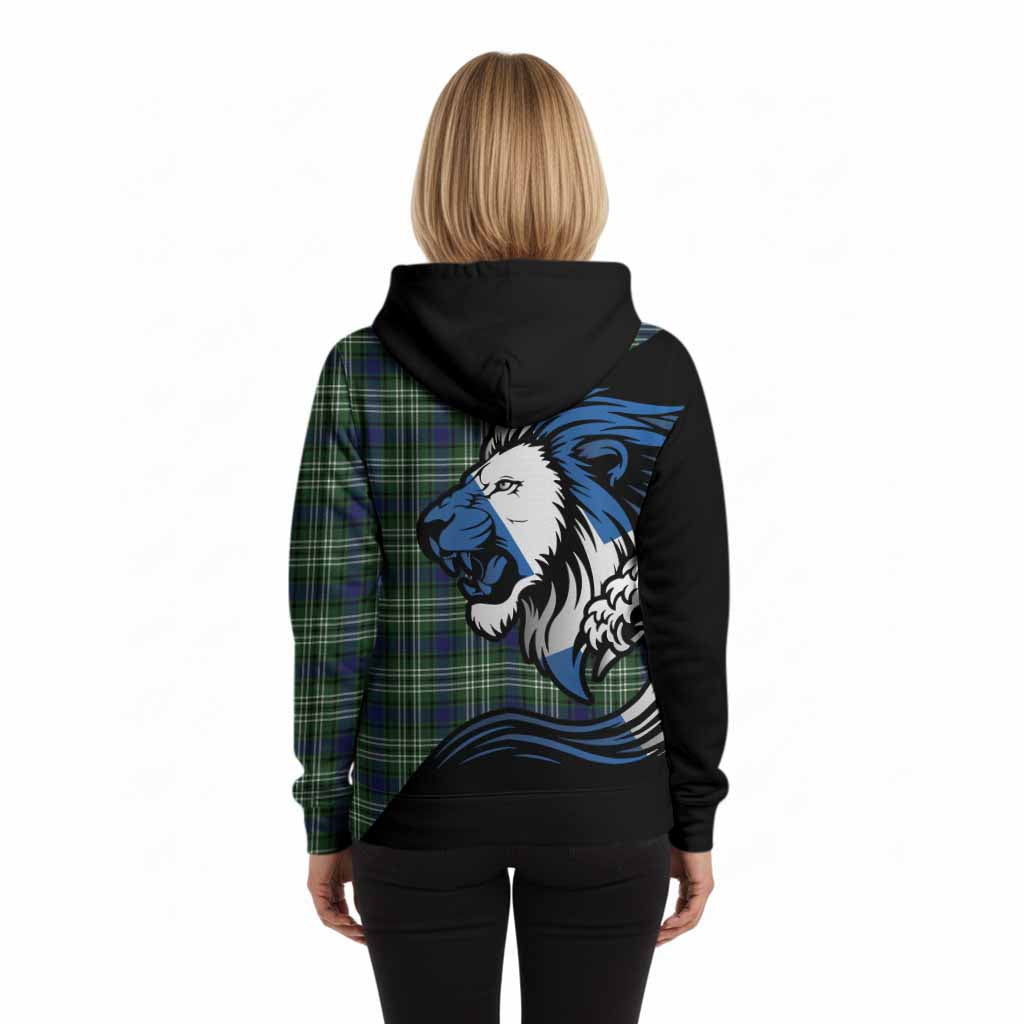 Blackadder Tartan Crest Hoodie Scottish Golden Lions Wave Flow