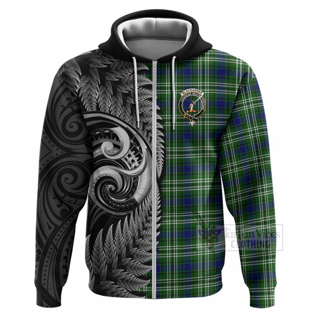 Blackadder Tartan Crest Hoodie With New Zealand Silver Fern Maori Koru