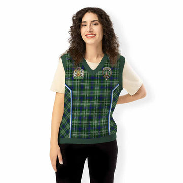 Blackadder Tartan Crest Knitted V-Neck Vest Scotland Coat of Arm Flag Style