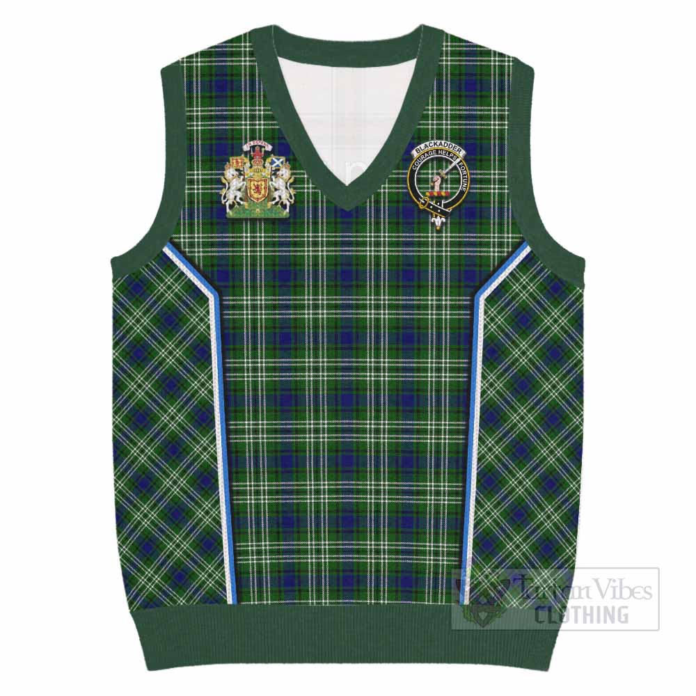 Blackadder Tartan Crest Knitted V-Neck Vest Scotland Coat of Arm Flag Style - Tartan Vibes Clothing