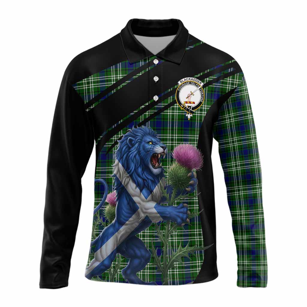 Blackadder Tartan Crest Long Sleeve Button Shirts Scottish Lion Rampant Thistle