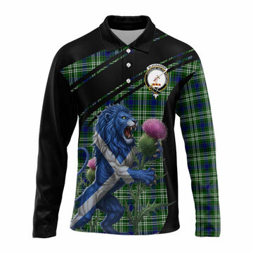 Blackadder Tartan Crest Long Sleeve Button Shirts Scottish Lion Rampant Thistle