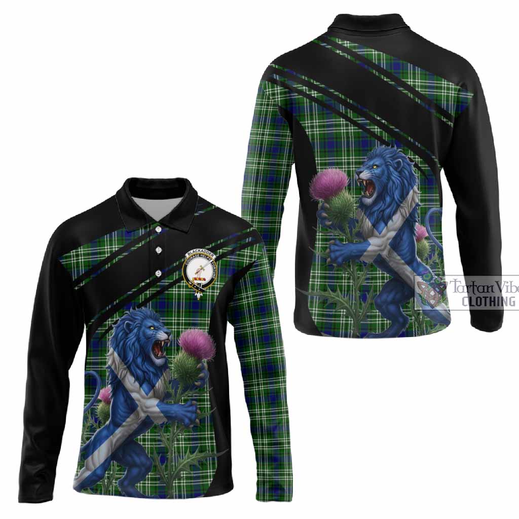 Blackadder Tartan Crest Long Sleeve Button Shirts Scottish Lion Rampant Thistle