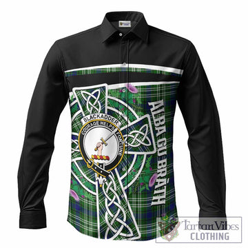 Blackadder Tartan Crest Long Sleeve Button Shirts Scottish Thistle Celtic Cross Alba Gu Brath