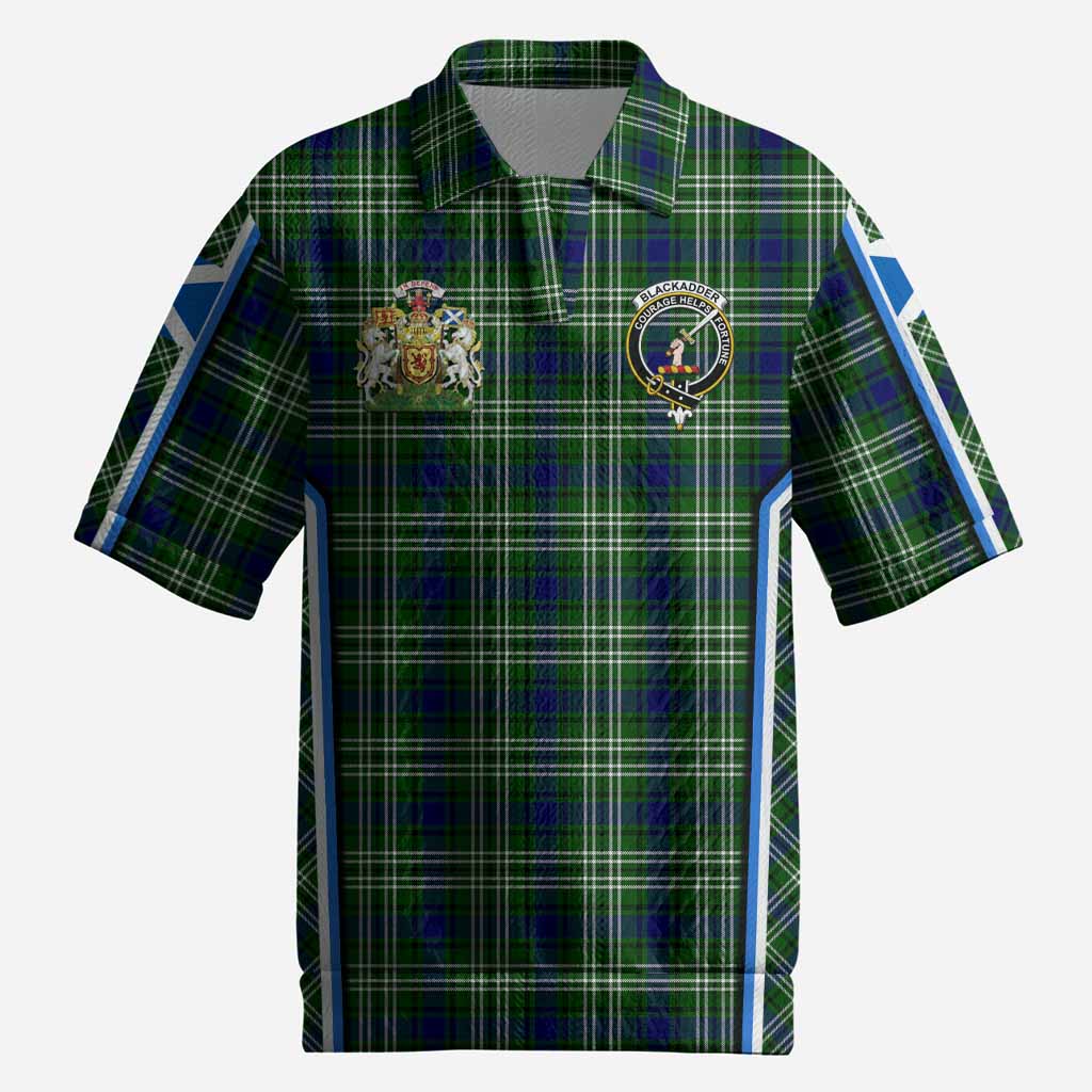 Blackadder Tartan Crest Men’s Polo Sweater Top Scotland Coat of Arm Flag Style