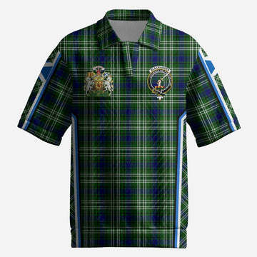 Blackadder Tartan Crest Men’s Polo Sweater Top Scotland Coat of Arm Flag Style