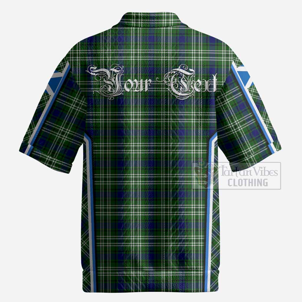 Blackadder Tartan Crest Men’s Polo Sweater Top Scotland Coat of Arm Flag Style