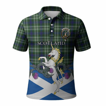Blackadder Tartan Crest Polo Shirt Scottish Unicorn With Thistle